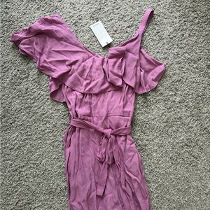 Mango One Shoulder Pink Romper